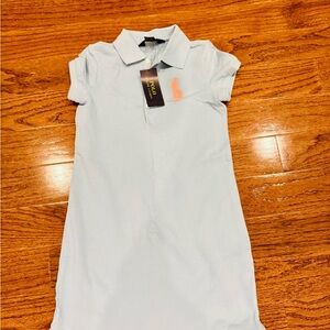 Ralph Lauren Light Blue Polo Dress with Pink Logo - Brand New with Tag